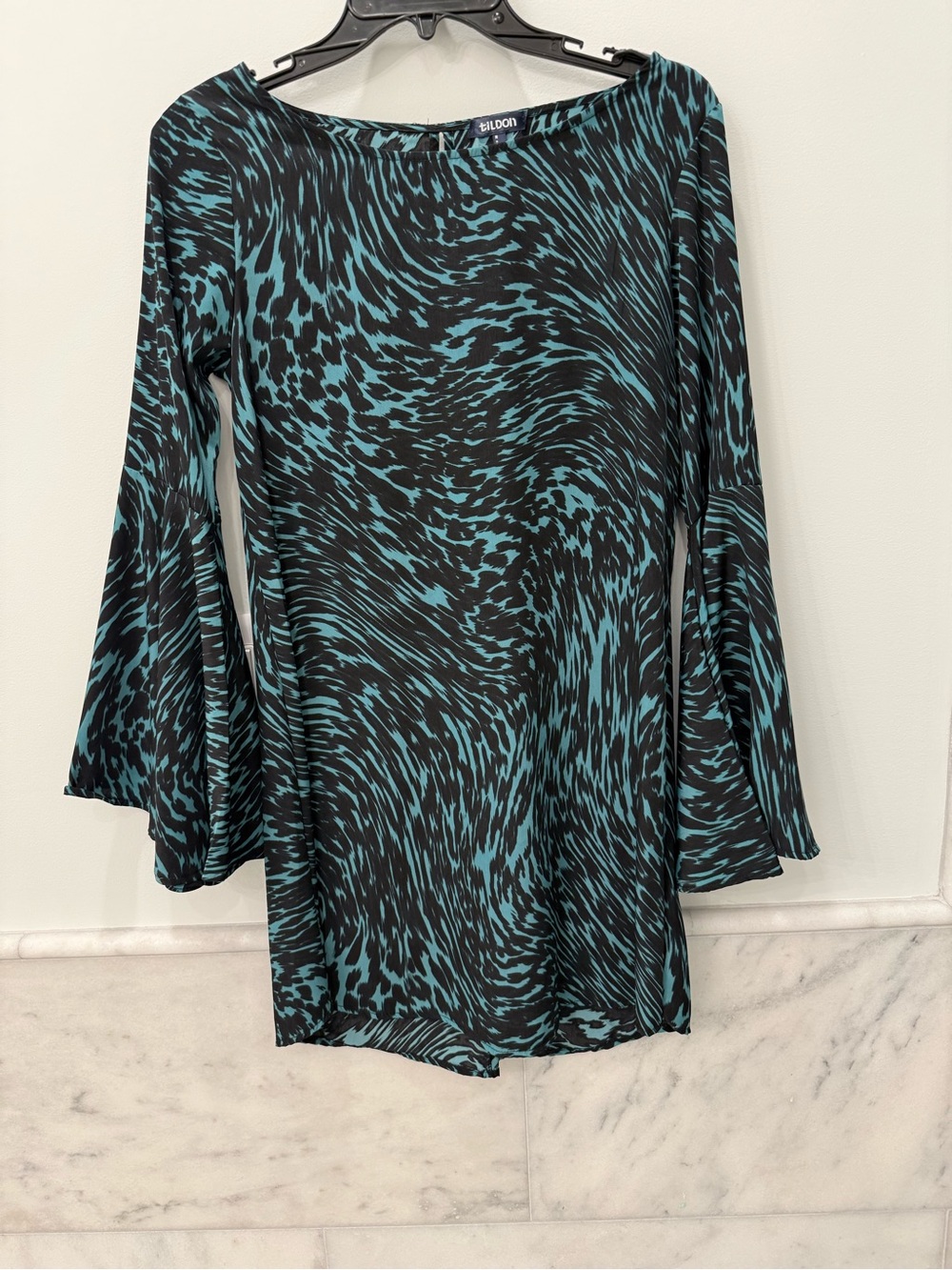 Tildon Teal and Black Mini Dress